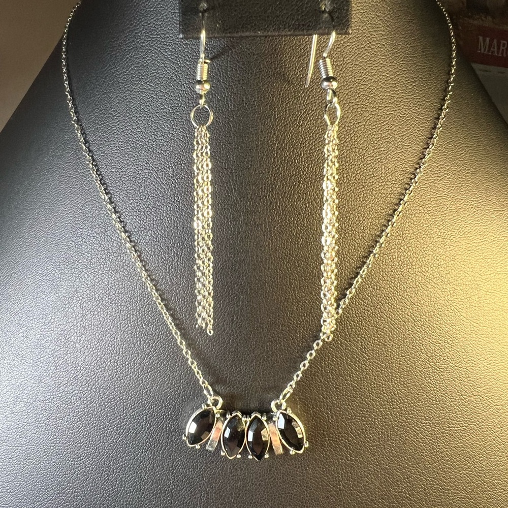 Elegant Silver and Black Jewelry Set